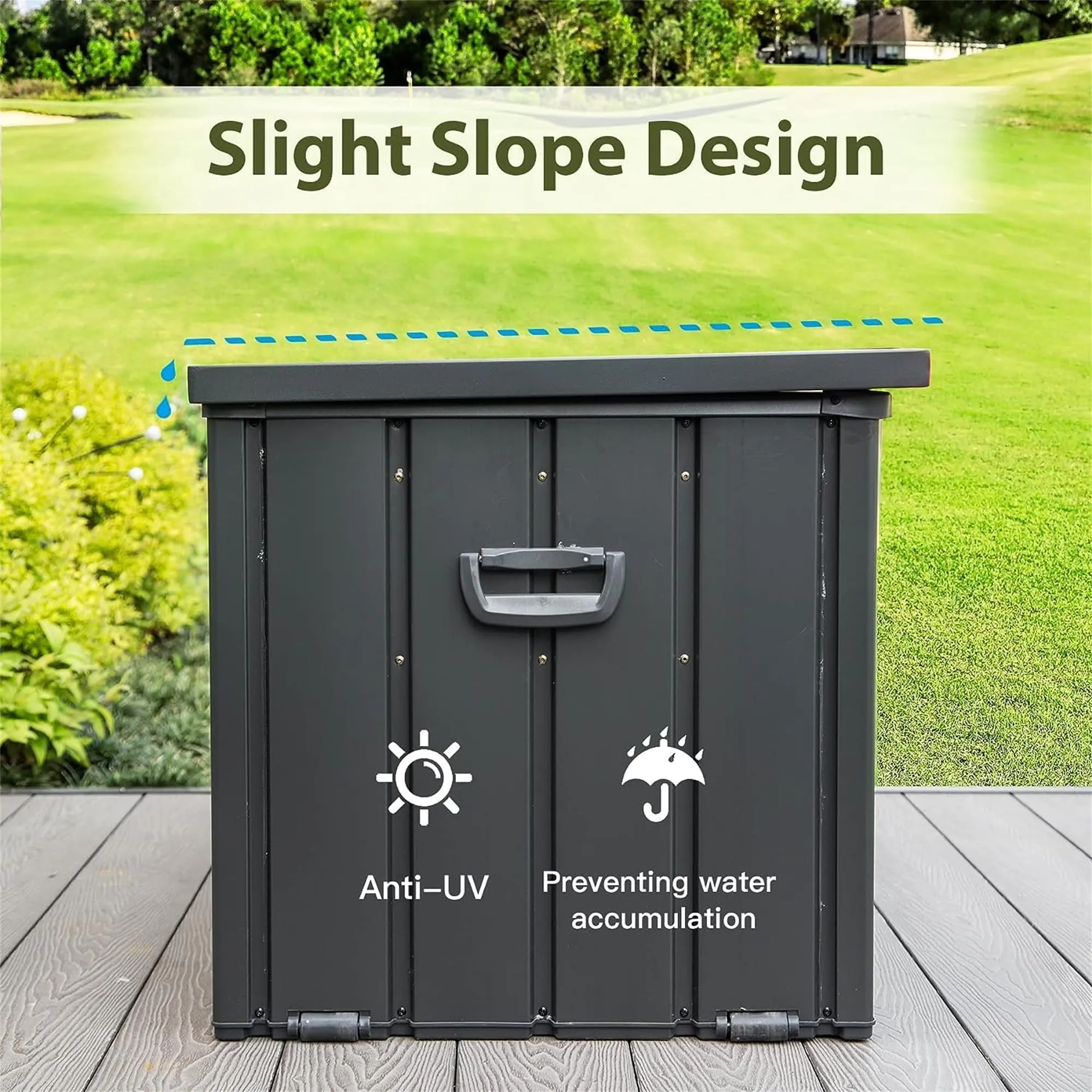 160 Gallon Waterproof Outdoor Storage Deck Box (Dark Gray)