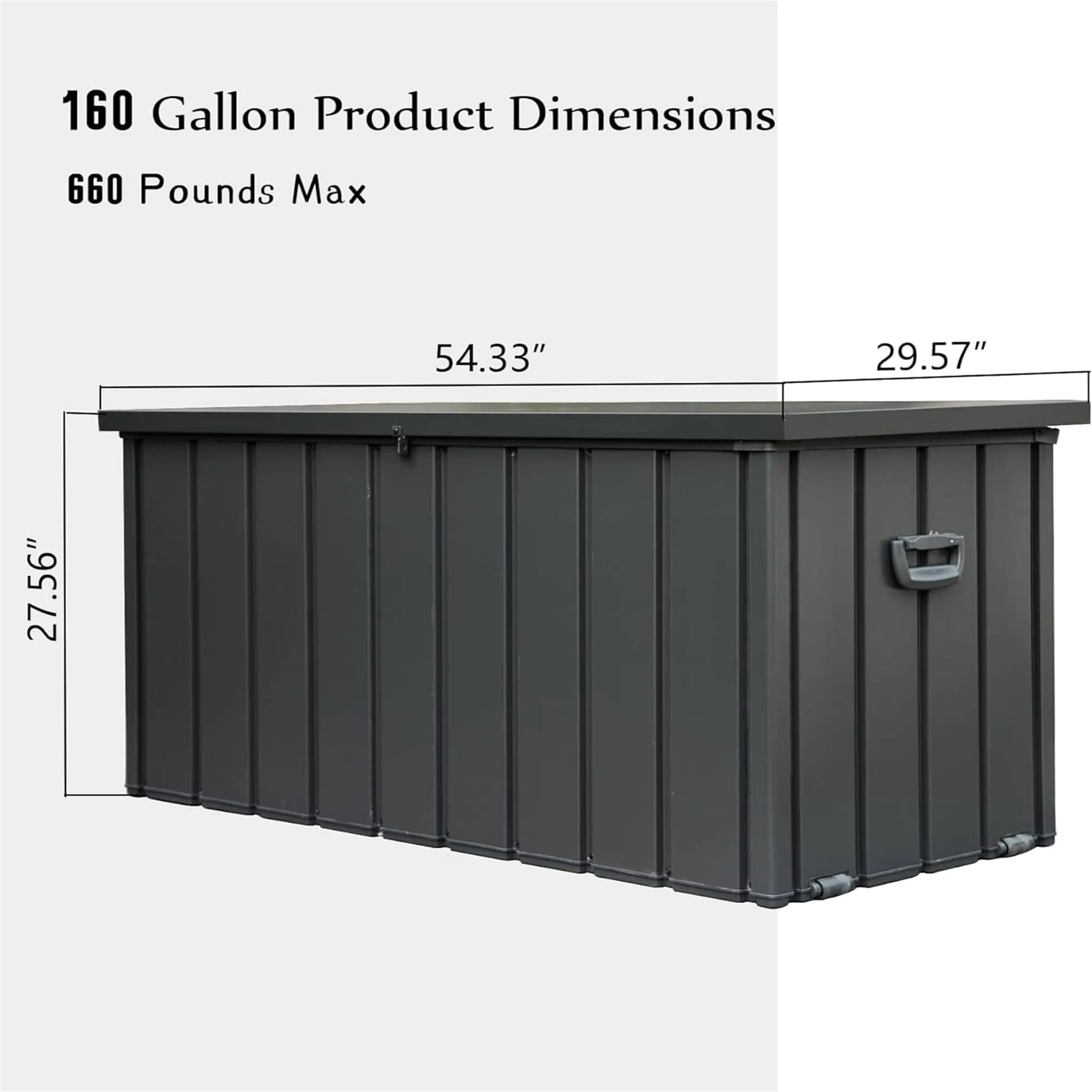 160 Gallon Waterproof Outdoor Storage Deck Box (Dark Gray)