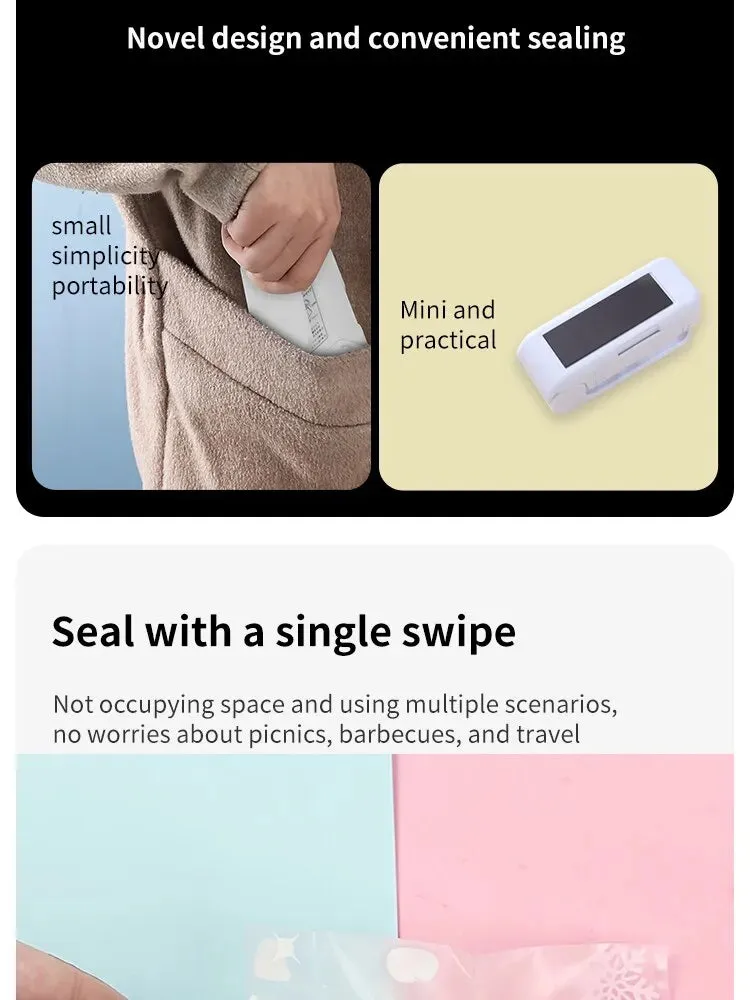 1pc Portable Bag Heat Sealer White Mini Home Sealing Clip for Food Snack Fruit Fresh Keeping