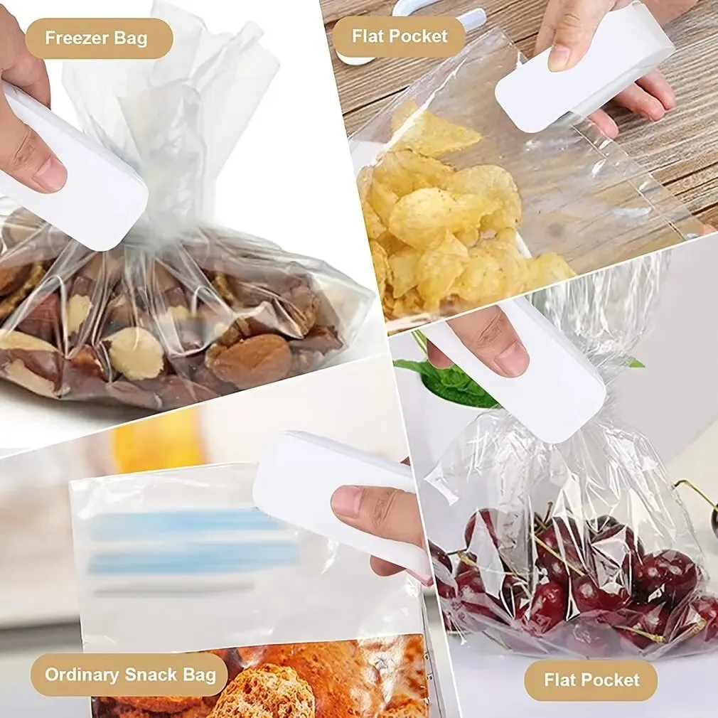 1pc Portable Bag Heat Sealer White Mini Home Sealing Clip for Food Snack Fruit Fresh Keeping