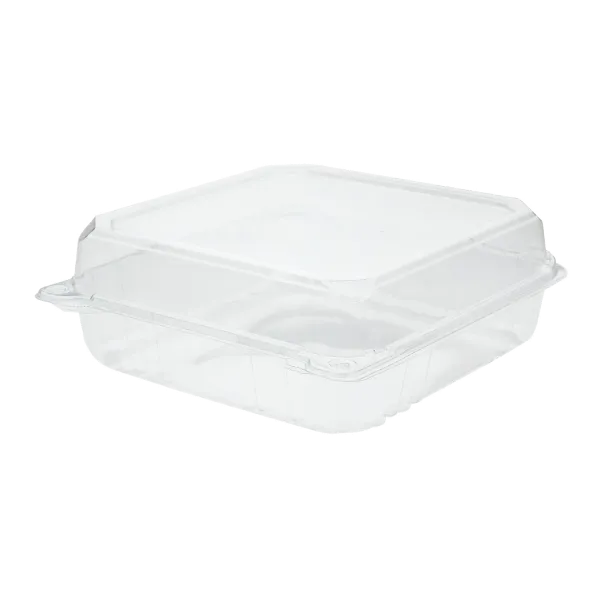 [200 ct] 9'' x 9'' Hinged Food Containers | PET | Clear