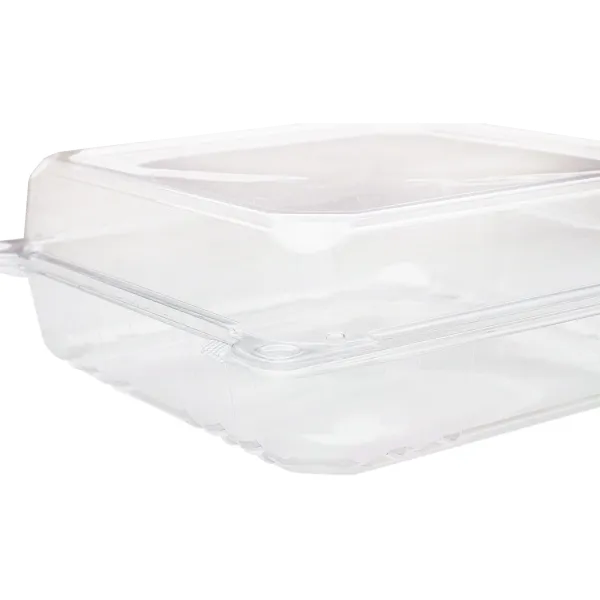[200 ct] 9'' x 9'' Hinged Food Containers | PET | Clear
