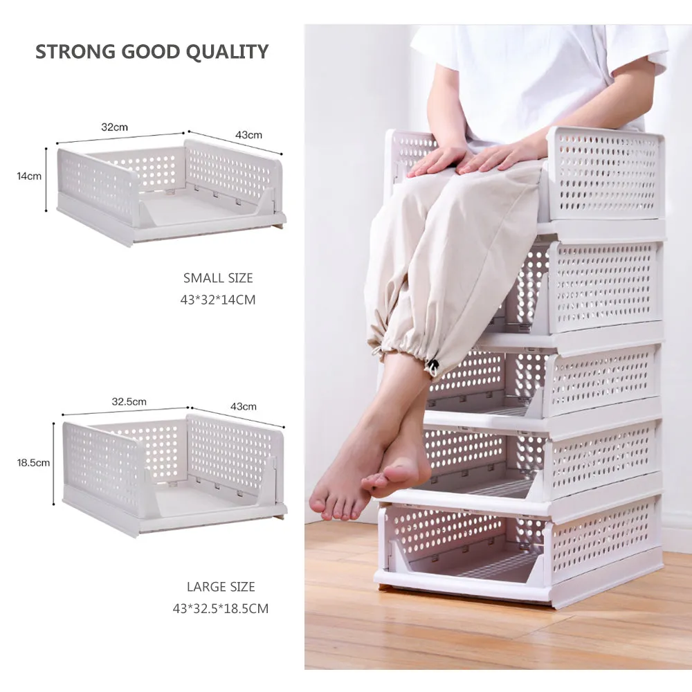 2Pcs Stackable Wardrobe Storage DIY Closet Organizer | Clothes Shelf Rack (2 x Small)