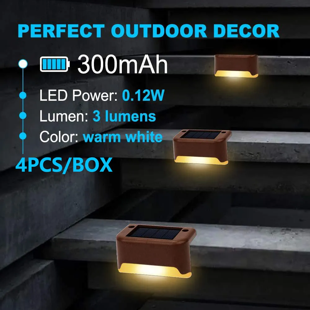 4 Pack SolarPower Deck Lights | Outdoor Step Lights, Waterproof LED