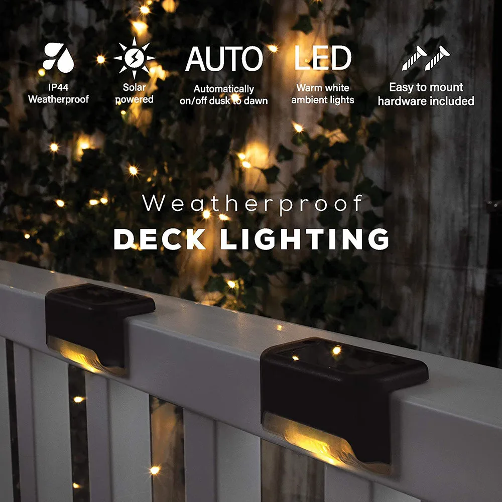 4 Pack SolarPower Deck Lights | Outdoor Step Lights, Waterproof LED