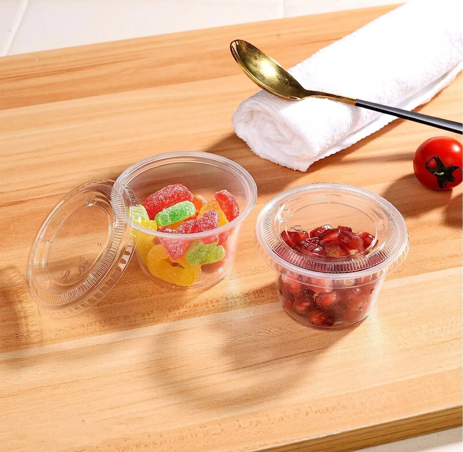 48 PCS (3 Pack) Clear Shot Plastic Disposable Portion Cups With Lids In Bag 4 Oz