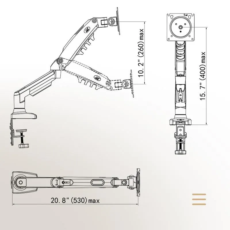Adjustable Tv Monitor Bracket - Black 17-30 Inches