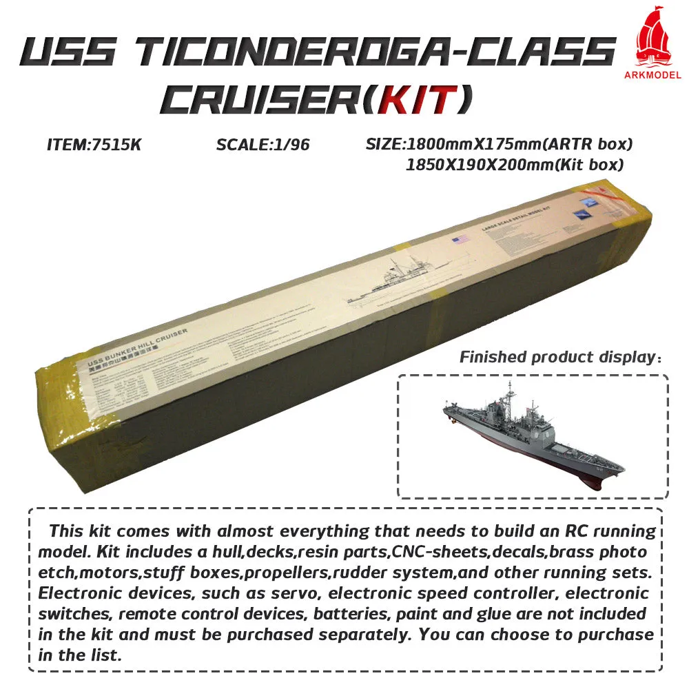 Arkmodel 1/96 USS Ticonderoga Class Bunker Hill CRUISER United States Navy DDG CG-52 Ship Model No.7515