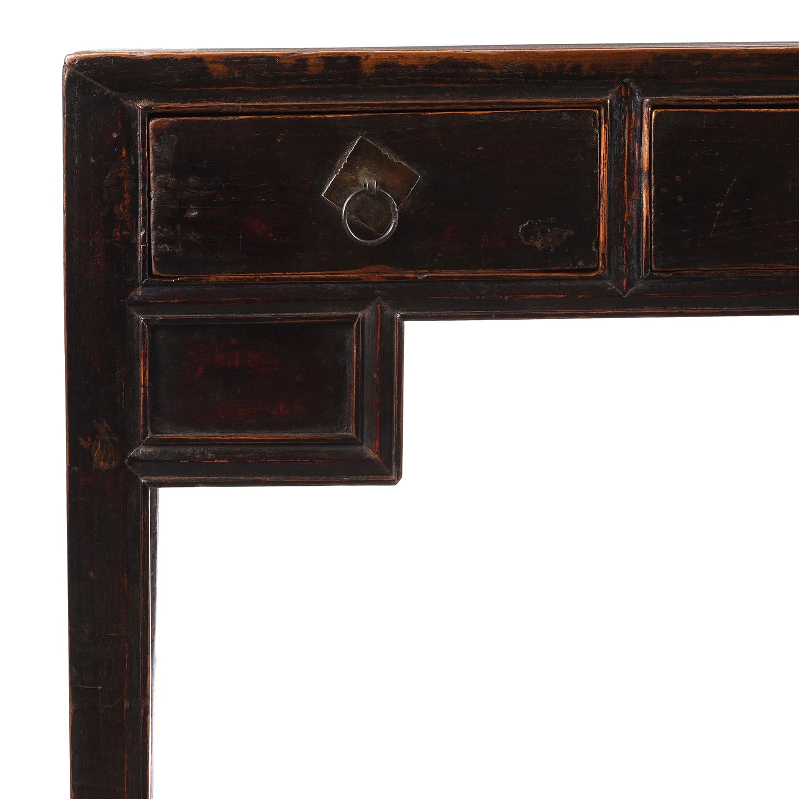 Black 3 Drawer Kneehole Desk  From Shanxi - 19th Century