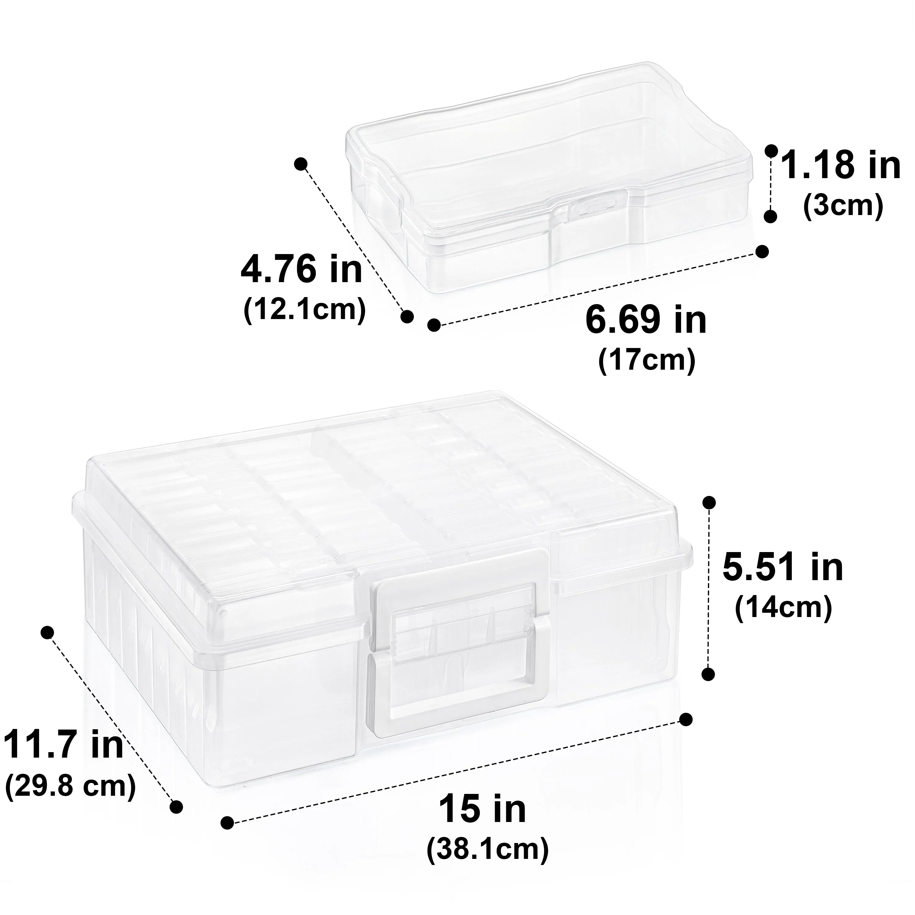 Clear Photograph Organizer Box with 16 Cases
