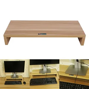 Computer Monitor Stand Riser, Computer Monitor Riser Desk Table LED TV Stand Shelf Desktop Laptop Organizer for Office Home Living Room (Wooden Color)