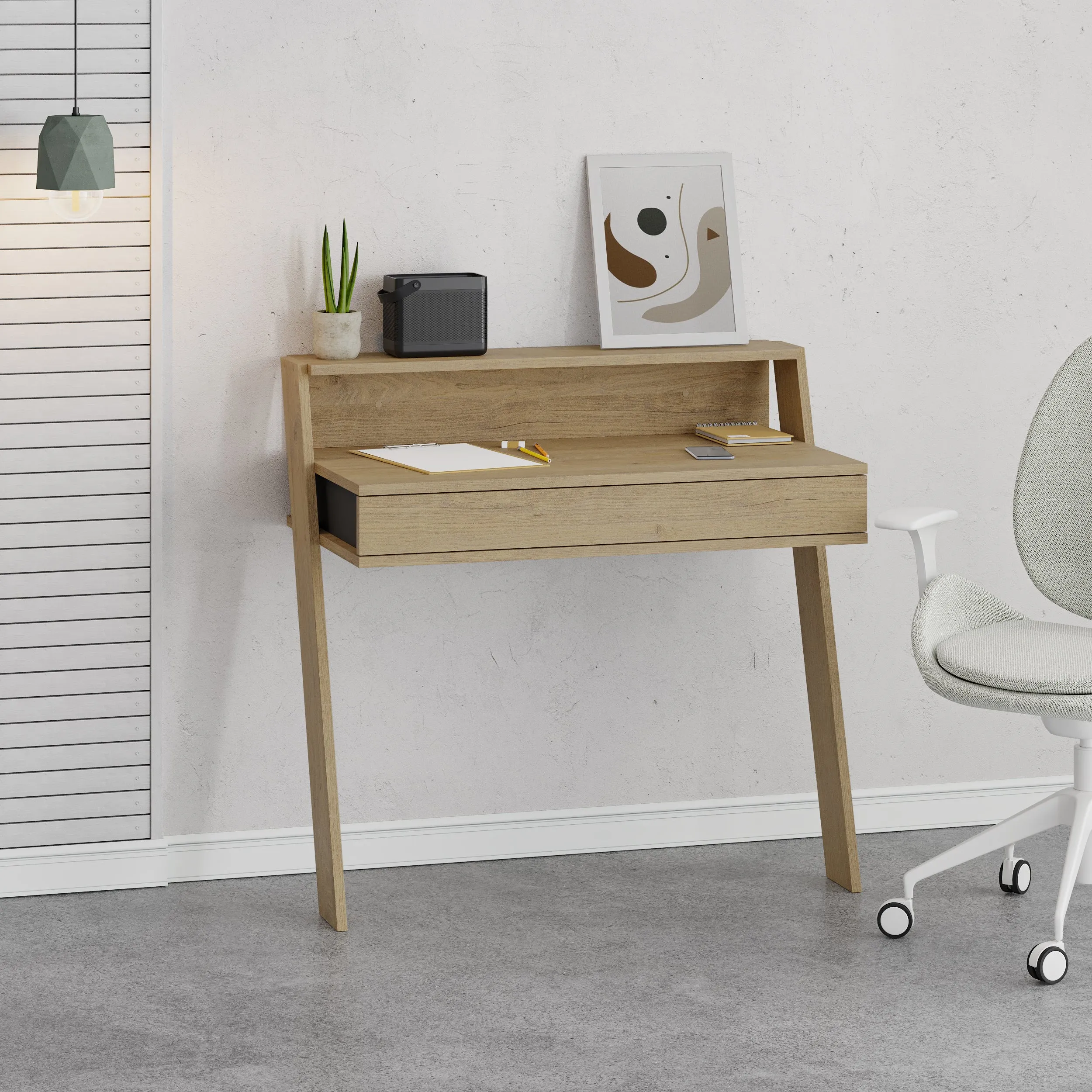 Cowork Modern Desk Wall Mounted With Drawer Width 94cm