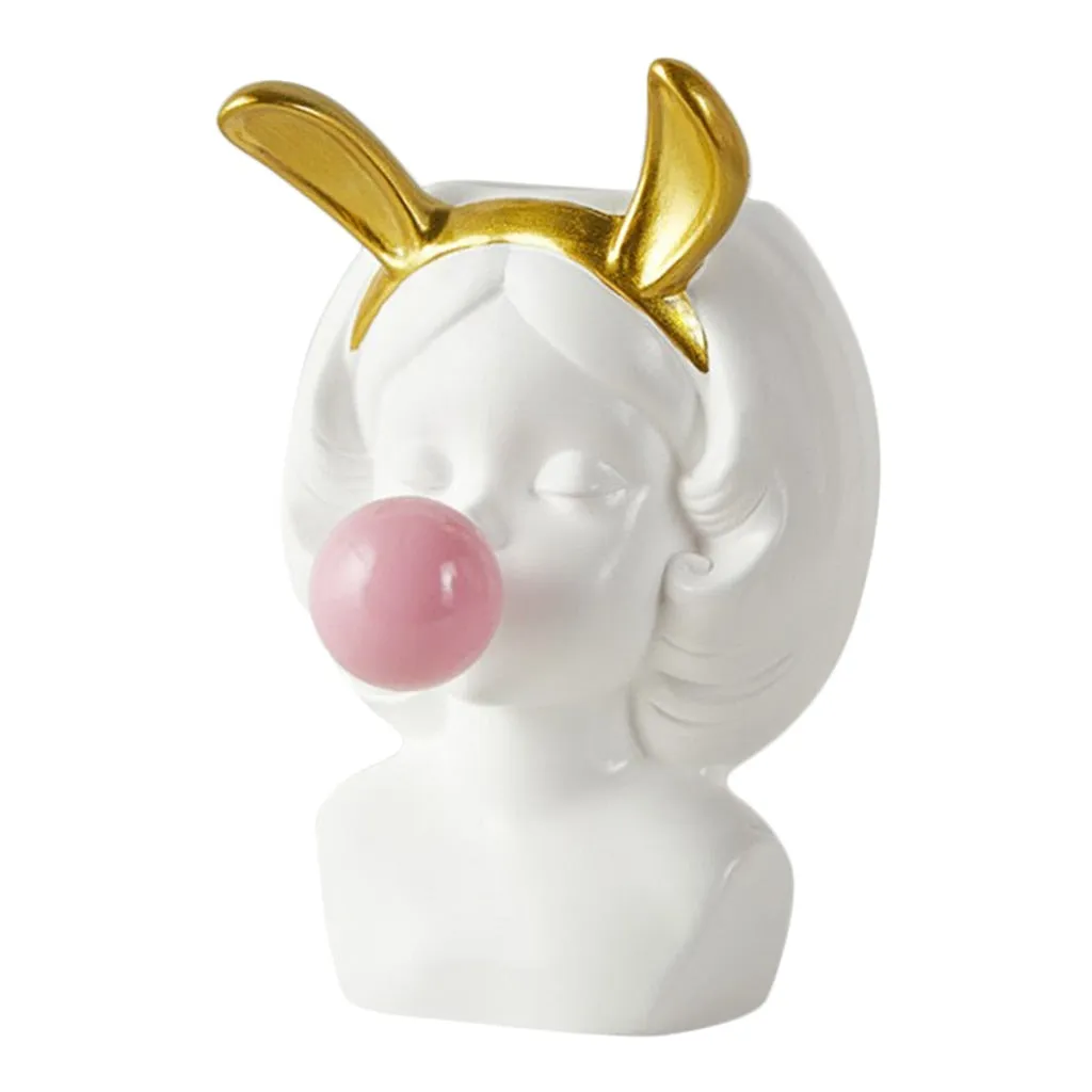 Cute Girl Blowing Bubbles Succulent Planters Vinyl Flower Pot