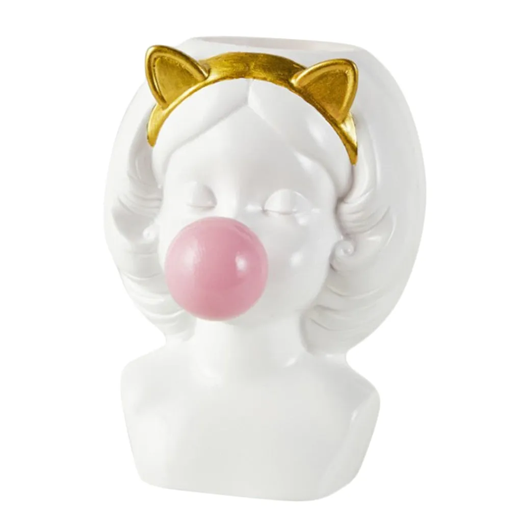 Cute Girl Blowing Bubbles Succulent Planters Vinyl Flower Pot