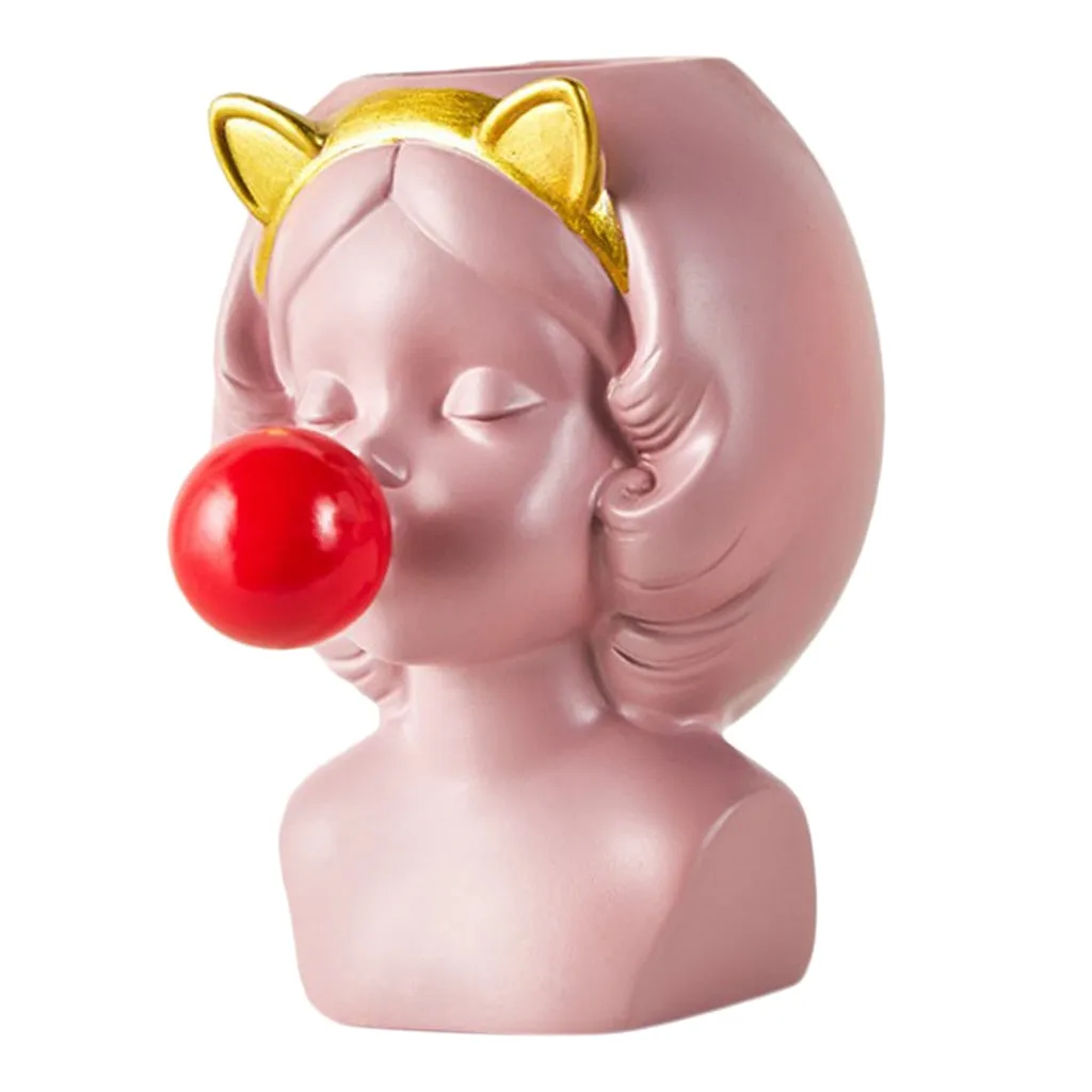 Cute Girl Blowing Bubbles Succulent Planters Vinyl Flower Pot