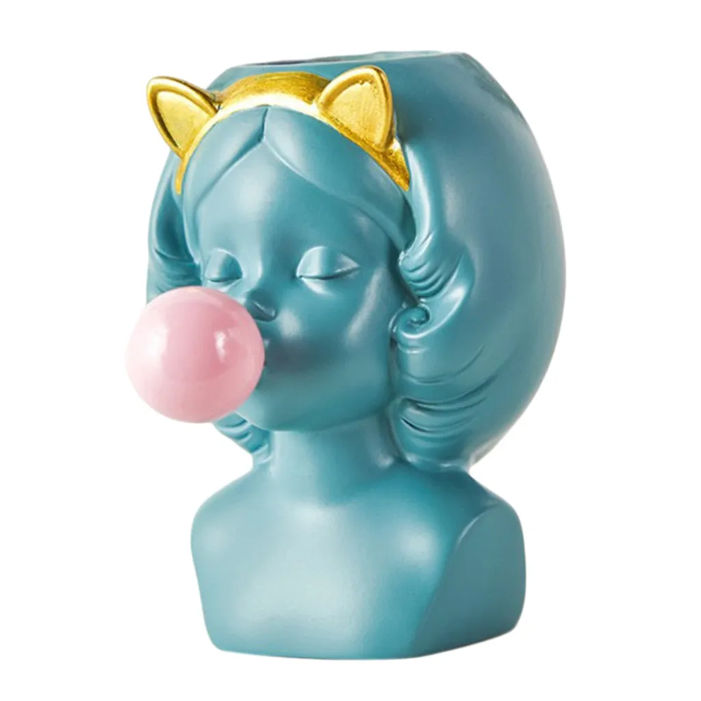 Cute Girl Blowing Bubbles Succulent Planters Vinyl Flower Pot