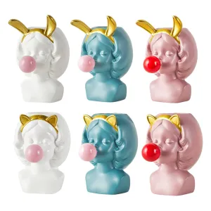 Cute Girl Blowing Bubbles Succulent Planters Vinyl Flower Pot
