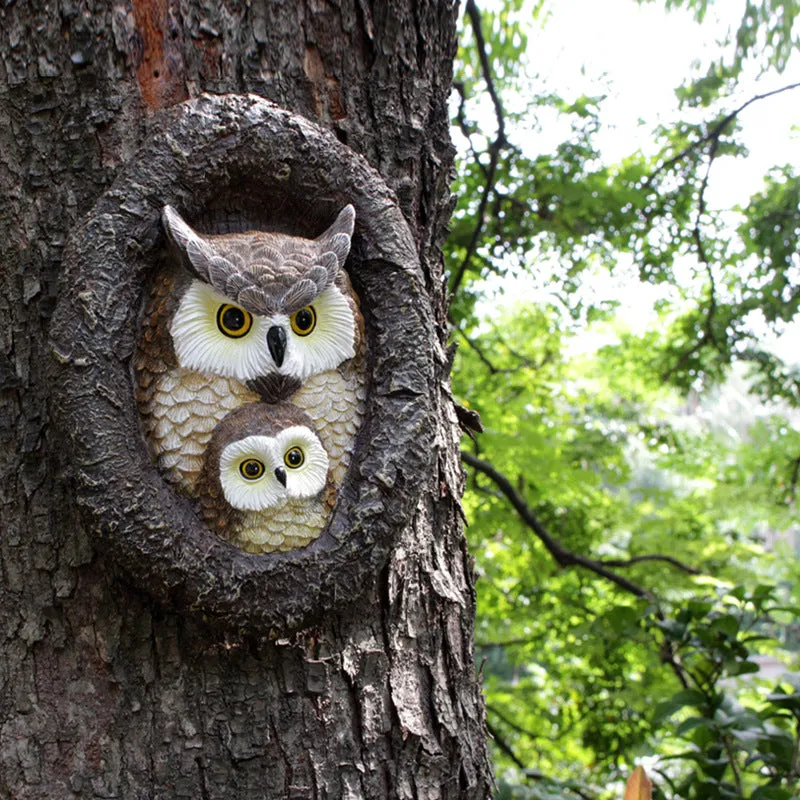 Cute Owl Tree Hanging Resin Ornament for Garden