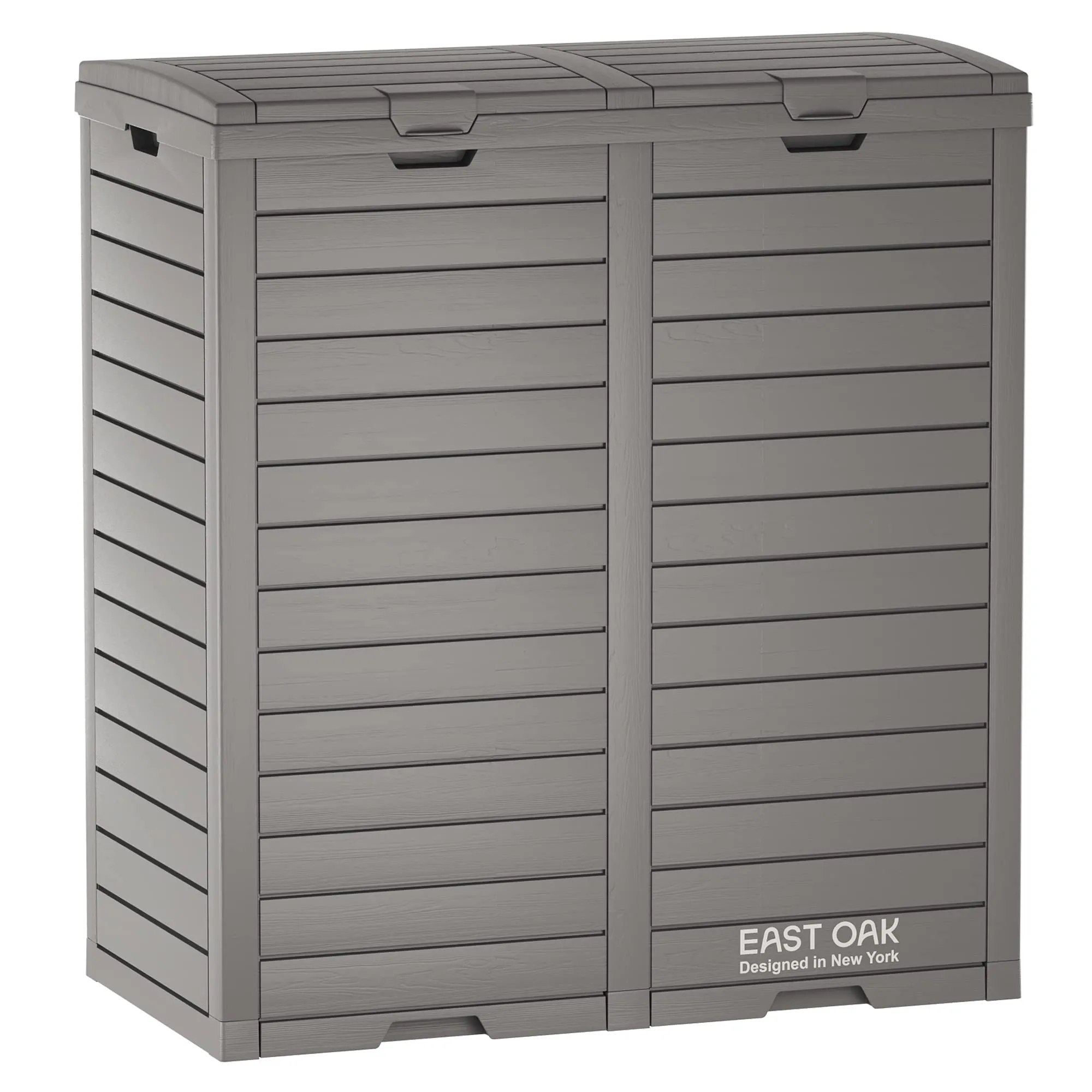 EAST OAK 90 Gallon Deck Box & 62 Gallon Outdoor Trash Can Bundle