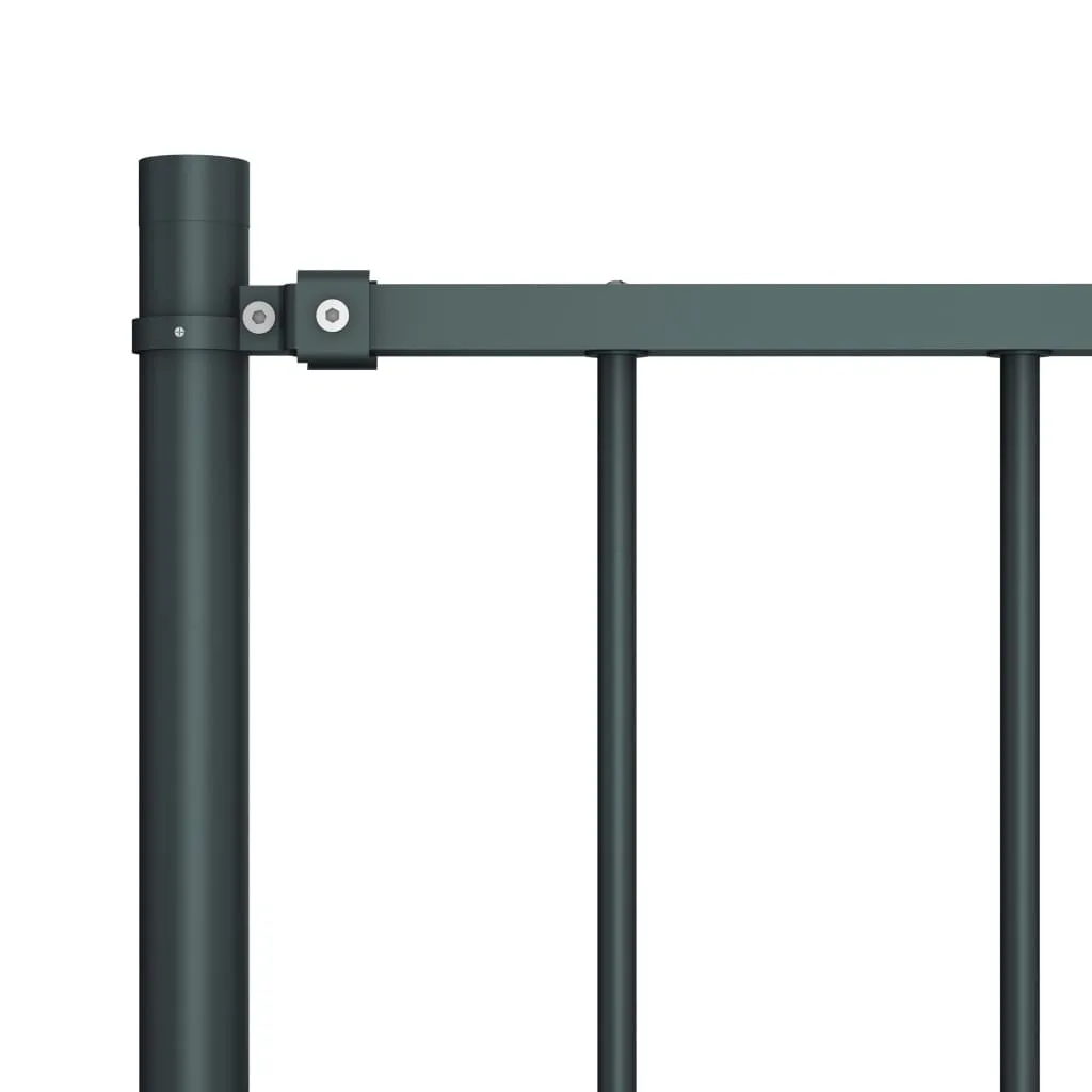 Fence Panel with Posts Powder-coated Steel 1.7x1.25 m Anthracite