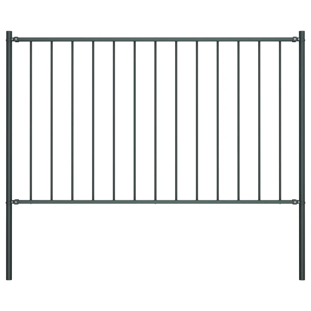 Fence Panel with Posts Powder-coated Steel 1.7x1.25 m Anthracite
