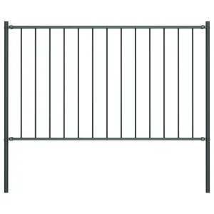 Fence Panel with Posts Powder-coated Steel 1.7x1.25 m Anthracite