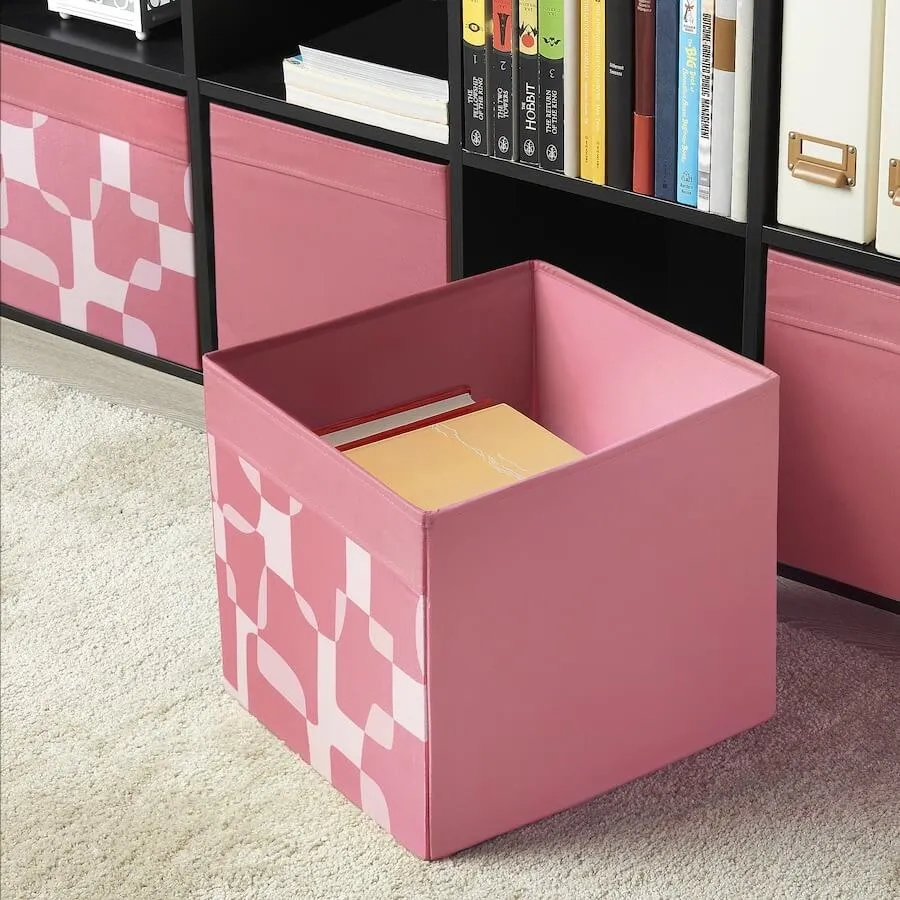 Ikea Drona box 33x38x33 cm, pink/white