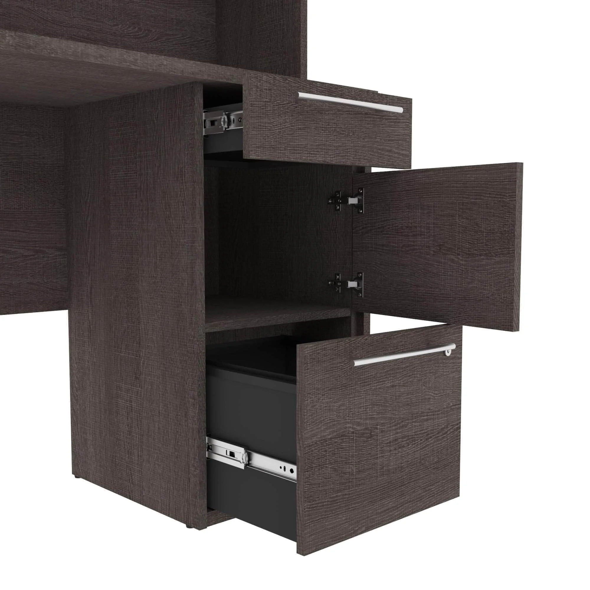 Innova U-Shaped or L-Shaped Desk with Hutch - Bark Grey