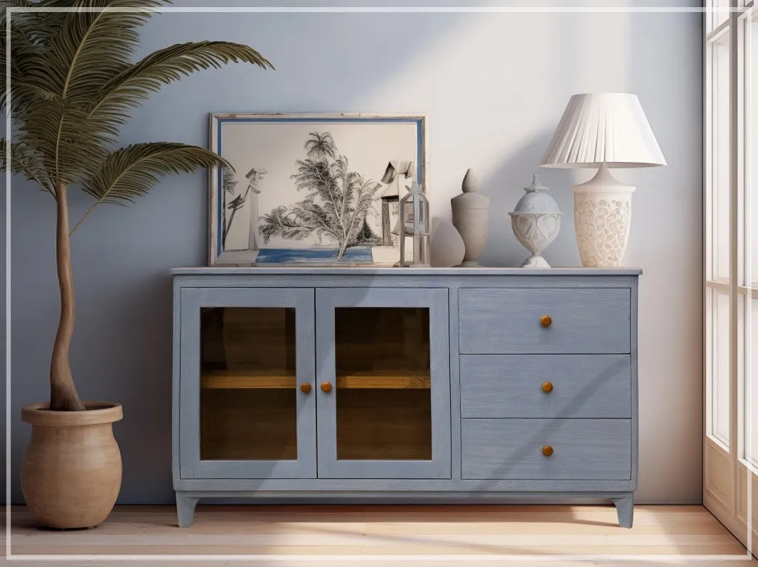 Jasmine Solid Wood Console / TV Stand - Blue
