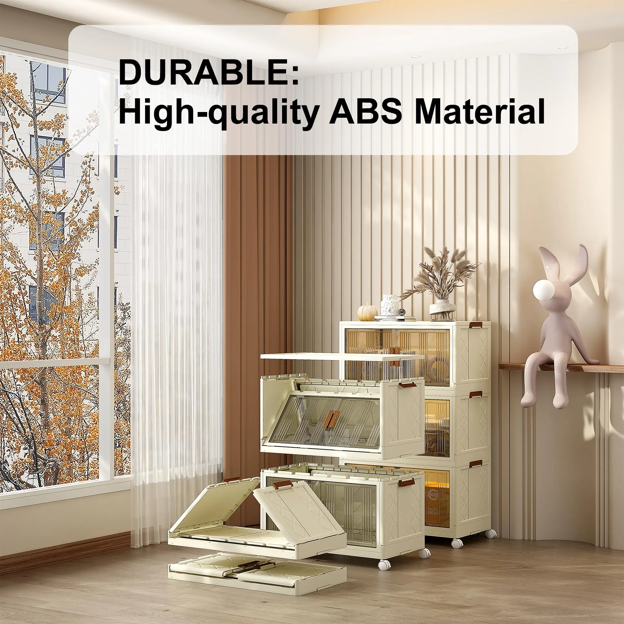 Kuber Industries (Set of 6) 3-Layer Double Door Almirah for Clothes - Collapsible & Foldable Dress Racks/Plastic Cupboard for Storage - White