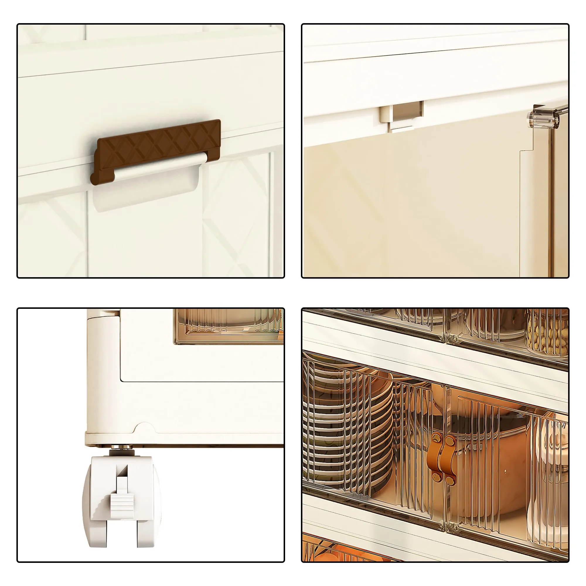 Kuber Industries (Set of 6) 3-Layer Double Door Almirah for Clothes - Collapsible & Foldable Dress Racks/Plastic Cupboard for Storage - White