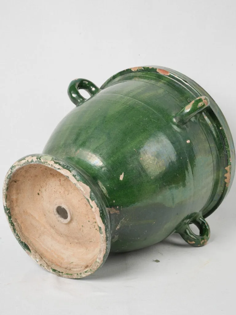 Large Antique Green Castelnaudary Planter w/ 4 Handles 20"
