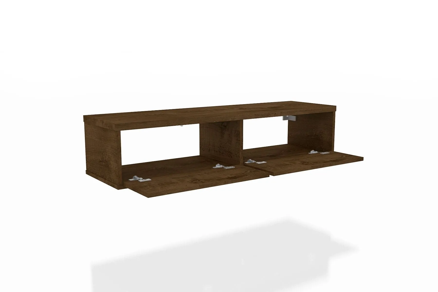 Liberty 42.28 Mid-Century Modern Floating Office Desk with 2 Shelves in Rustic Brown