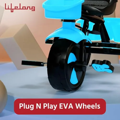 Lifelong Kids Tricycle with EVA Wheels, Bell & Storage Basket|Baby Trike with Parental Control|Age Group 2 Years to 5 Years Carrying Capacity Upto 30 kgs