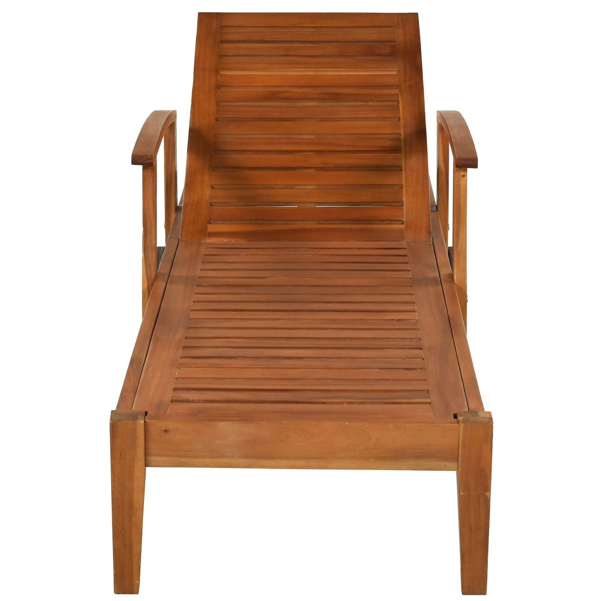 Outdoor Solid Wood 78.8" Chaise Lounge Patio Reclining Daybed with Cushion, Wheels and Sliding Cup Table for Backyard, Garden, Poolside,Brown Wood Finish Blue Cushion, Set of 2