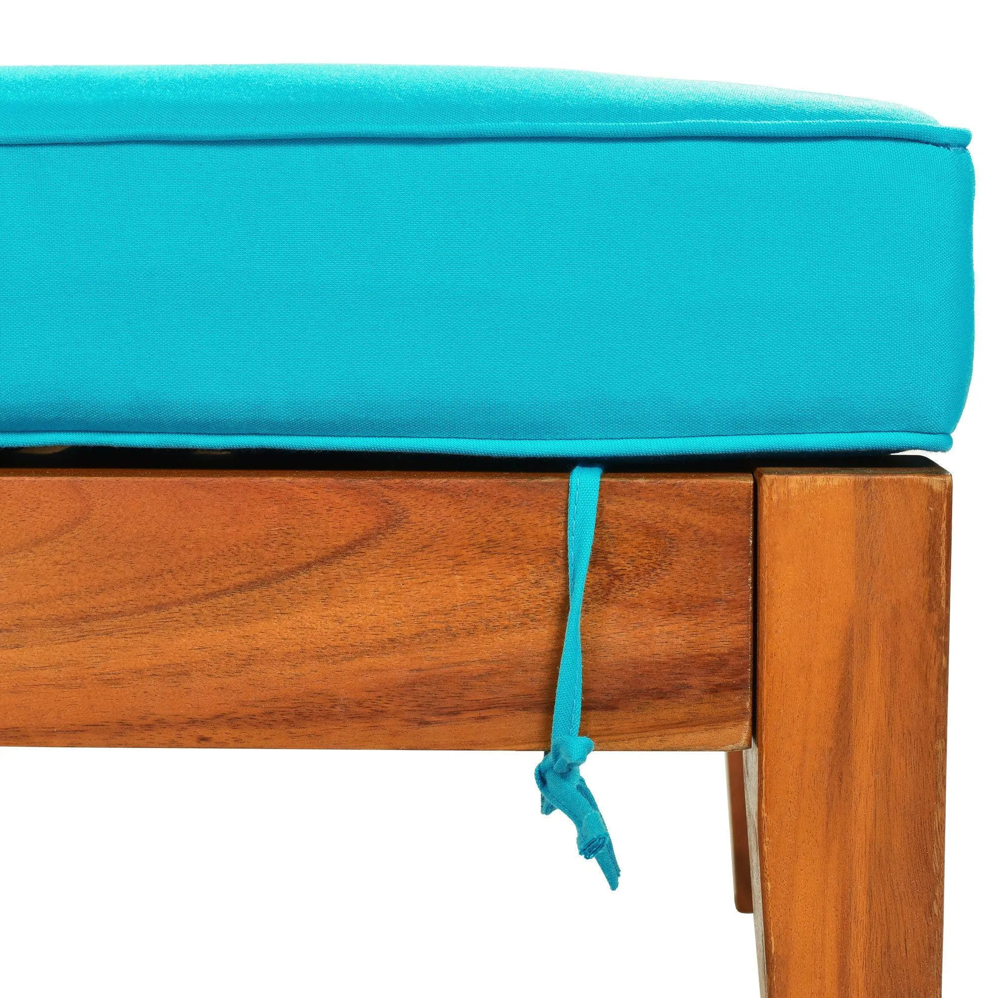 Outdoor Solid Wood 78.8" Chaise Lounge Patio Reclining Daybed with Cushion, Wheels and Sliding Cup Table for Backyard, Garden, Poolside,Brown Wood Finish Blue Cushion, Set of 2