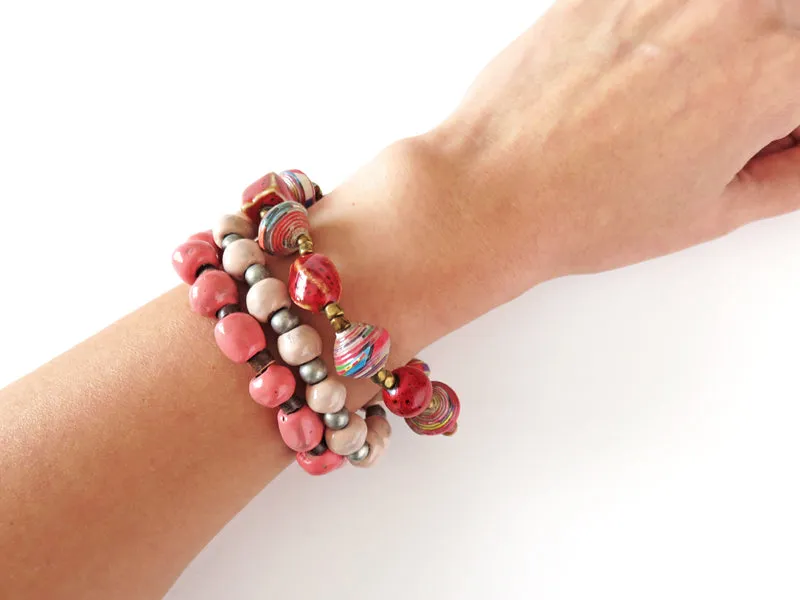 Paper Beads Bracelet | Red