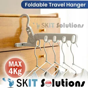 Portable Foldable Travel Hanger Folding Clothes Drying Rack Hanging with 5 Holes for Hotel Camping Travel Space Saving