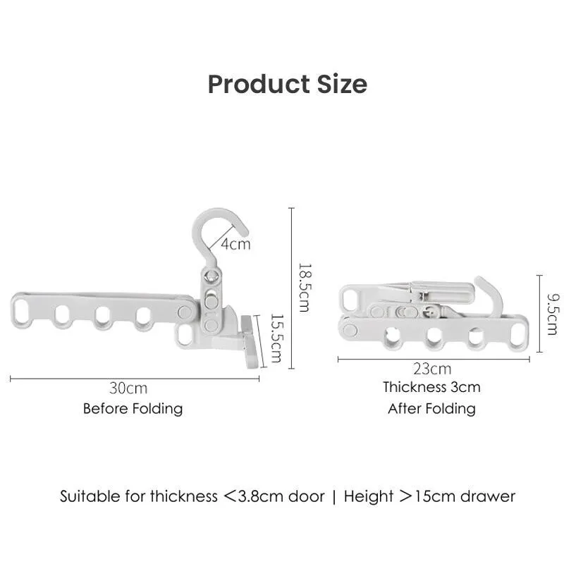 Portable Foldable Travel Hanger Folding Clothes Drying Rack Hanging with 5 Holes for Hotel Camping Travel Space Saving