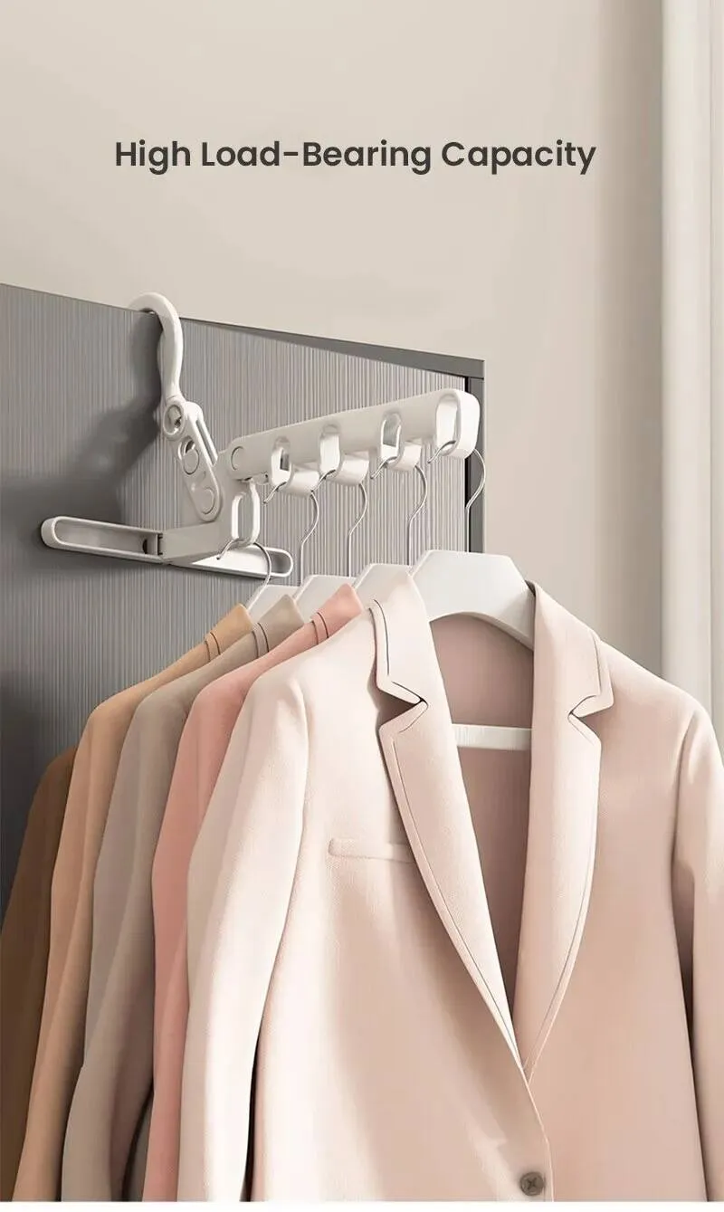 Portable Foldable Travel Hanger Folding Clothes Drying Rack Hanging with 5 Holes for Hotel Camping Travel Space Saving