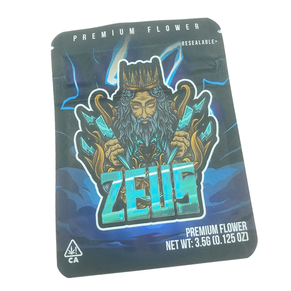 Premium Mylar Bags - Zeus - 10cm x 12.8cm (Pack of 12)