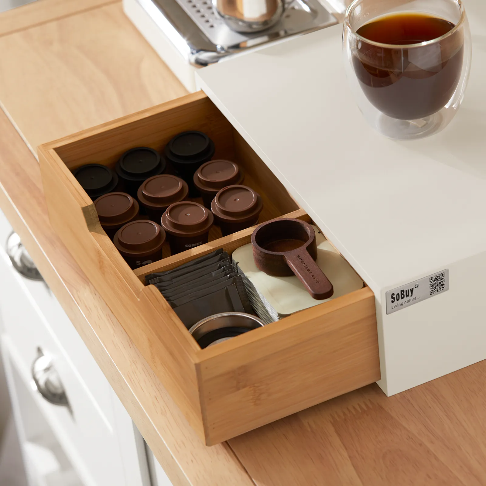 SoBuy Coffee Pod Storage Drawer, Coffee Capsule Holder Stand Box  FRG179-WN