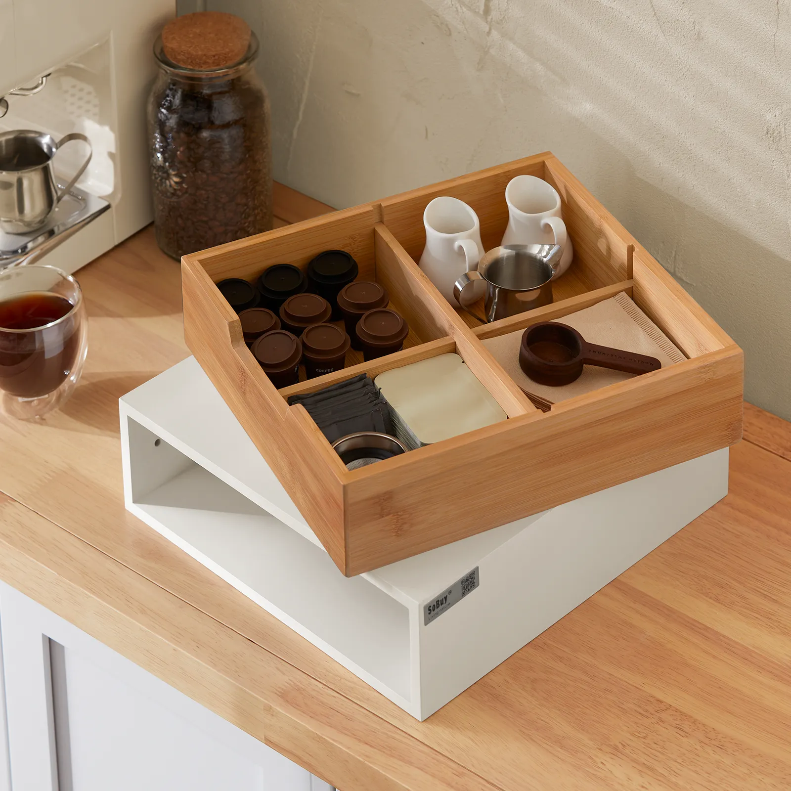 SoBuy Coffee Pod Storage Drawer, Coffee Capsule Holder Stand Box  FRG179-WN