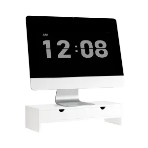 SoBuy Monitor Stand Computer Screen Monitor Stand Monitor Riser Desk Organizer 2 Drawers White,BBF02-W