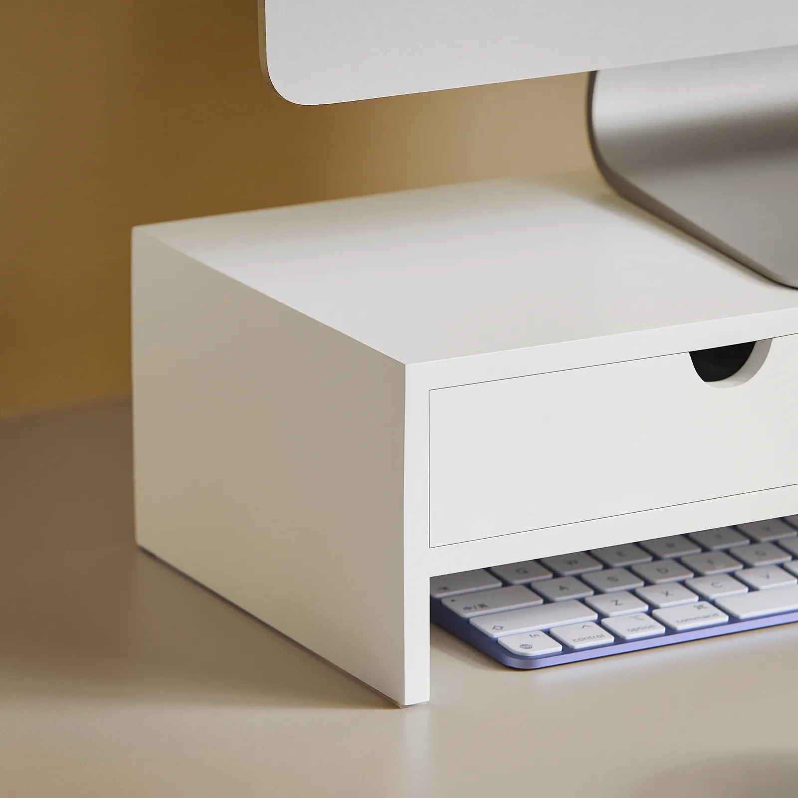 SoBuy Monitor Stand Computer Screen Monitor Stand Monitor Riser Desk Organizer 2 Drawers White,BBF02-W