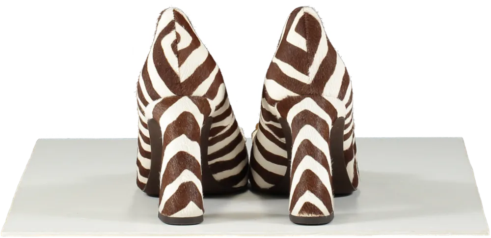 Tory Burch Brown Zebra-print Square Toe Pumps UK 8